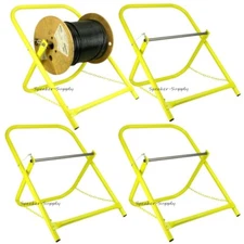 4 Cable Caddy Coaxial Installer Spool Reel Wire Holder Folding Yellow RG6 Bundle