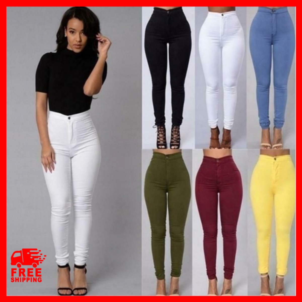 Pantalones Jeans De Tiro Alto Para Mujer Cintura Alta Levanta Cola Trousers  New | eBay