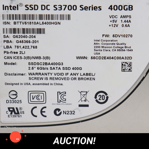 10x Intel DC S3700 400GB SATA 6GB/s 2.5'' SSDSC2BA400G3 G62040 - Afbeelding 2 van 4