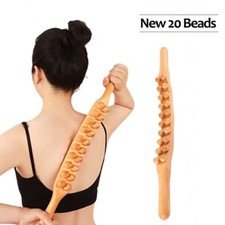 20 Beads Gua Sha Massage Stick Wood Body Scraping Therapy Wand Muscle Relaxing