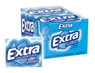 Extra Gum Peppermint Chewing Gum, 15 Pieces (Pack of 10)