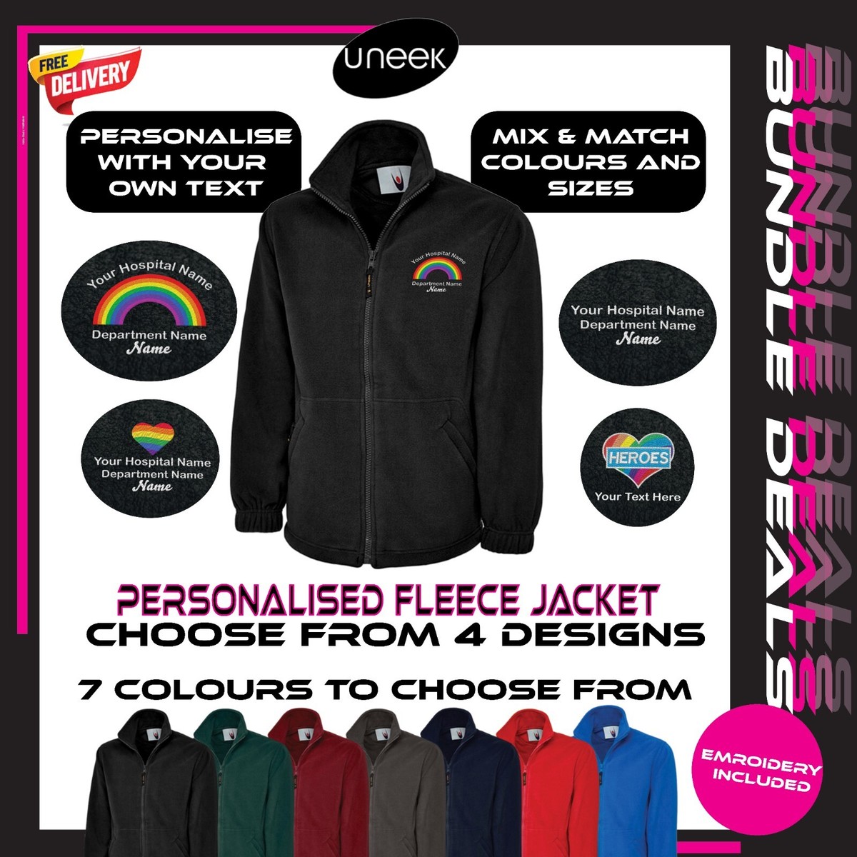 Fleece Jacket My Nhs Rainbow Hoodie Rainbow Hoodie