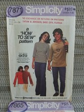 VTG 1977 Simplicity Mens Pullover Shirt Chest Sizes 34-36 Uncut Pattern 7871 NOS