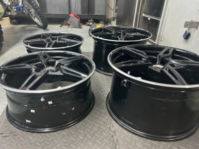 C8 STINGRAY GLOSS BLACK FACTORY OEM ALLOY WHEELS FW 19x8.5'', RW 20x11''