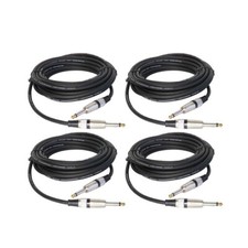 4-Pack 15ft Cables 6.35mm 1/4" to 1/4" Mono Male Mic Guitars Audio Cord Cables
