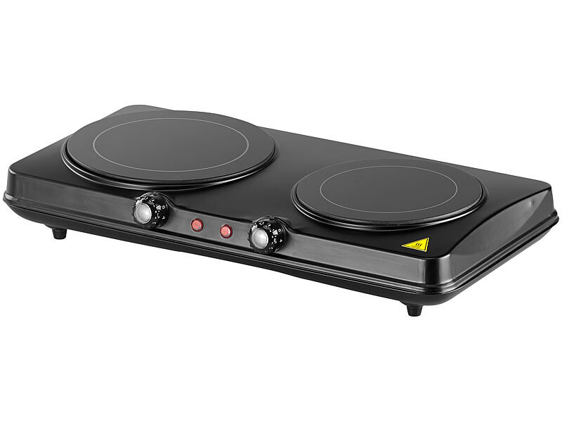 Double plaque de cuisson vitrocéramique à infrarouge 2000 W, Ø 16