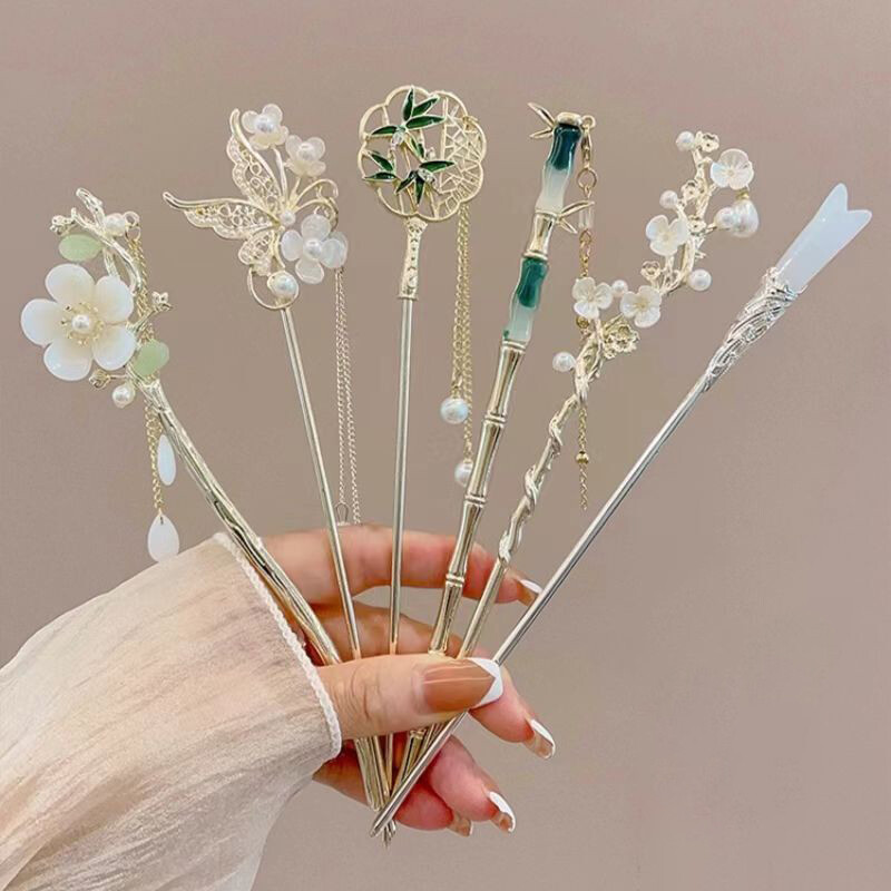 Chinesische Kamelien-Haarnadel – 20 Cm – Vintage-Design Mit Quaste – Haarstäbchen Für Hochsteckfrisuren