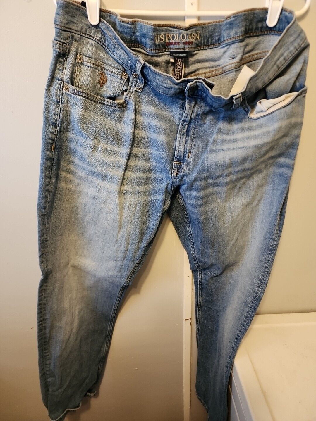 US Polo Assn 38x30 Mens Light Blue Slim Straight Jeans Denim Pants 38x30