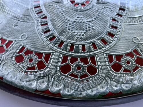 PAIRPOINT 2880 Ornate 12” Serving Table Tray With Etched Glass + Foil Antique - Picture 2 of 22