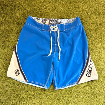 Billabong Andy Irons Blue Colorblock Board Shorts Drawstring Back Pocket Size 36