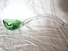 Vintage Green Bowl and Clear Handle Elegant Glass Punch Ladle with Spout