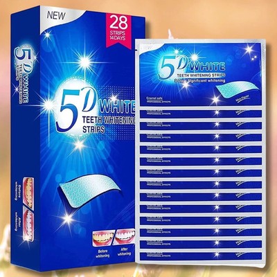 28PCS 5D Teeth Whitening Strips Tooth Rapid Bleaching White Strips Teeth White