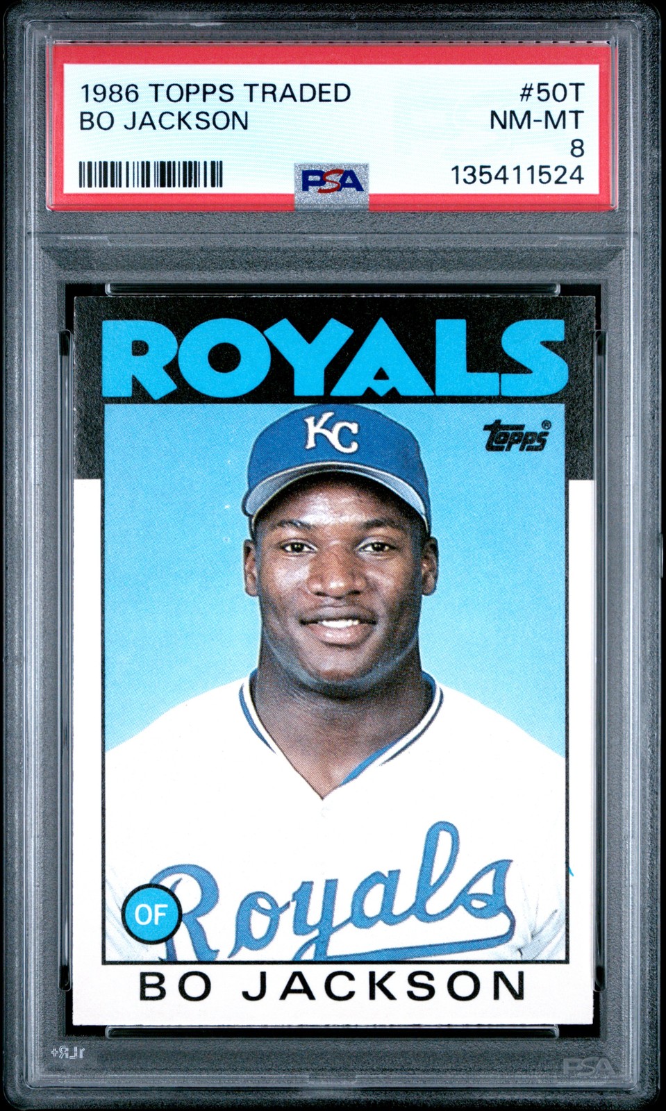 1986 TOPPS TRADED #50T BO JACKSON ROOKIE RC PSA 8