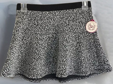 SO Girls Skater Skirt Black White Knit Mid Waist Short Size 10 Winter Skating