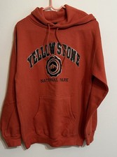 Yellowstone National Park Sweatshirt Hoodie Burnt Orange Women  s L