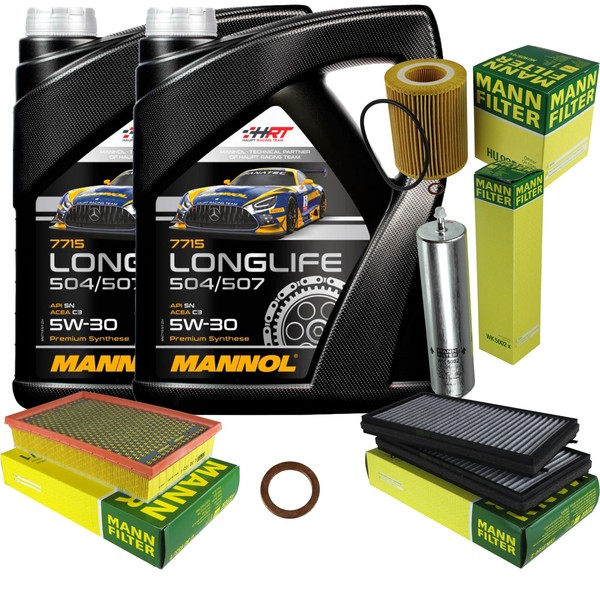 Mann Inspektionspaket 10L Mannol Longlife 504/507 5W-30 FüR BMW E65 E66 E67 740D-image
