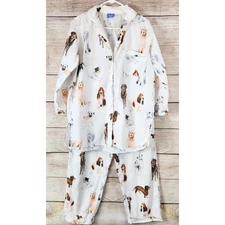 Pine Cone Hill Dog Pajama Set Womens Large Pug Dachshund Lab **FLAW PLEASE READ