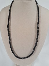 18" Strand Black Spinel Beads 925 Silver Chain Necklace ATGW 60.00cts COA