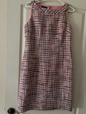 RSVP By Talbots Women s Sizes 4p Pink Tweed Polyester Blend Sheath