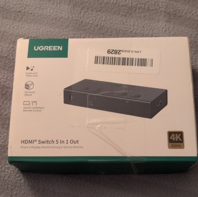 Ugreen HDMI Switch 5 In 1 Out 4K 60Hz Remote HDR10 CM568 90512