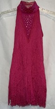 Weissman dance costume rhinestones size Adult SM Hot Pink Sassy Fringe