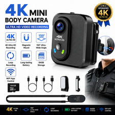 4K Mini WiFi Body Camera Wearable Action Cam  POV Hands-Free for Vlogging Cam