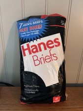 Vintage NEW 1996 Hanes White Briefs 100 Cotton Men's Size 36 NOS 7 Pair Pack