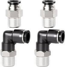 Elbow and Straight Combination 1/2 Inch Tube OD X 1/4 Inch NPT Thread Push to Co