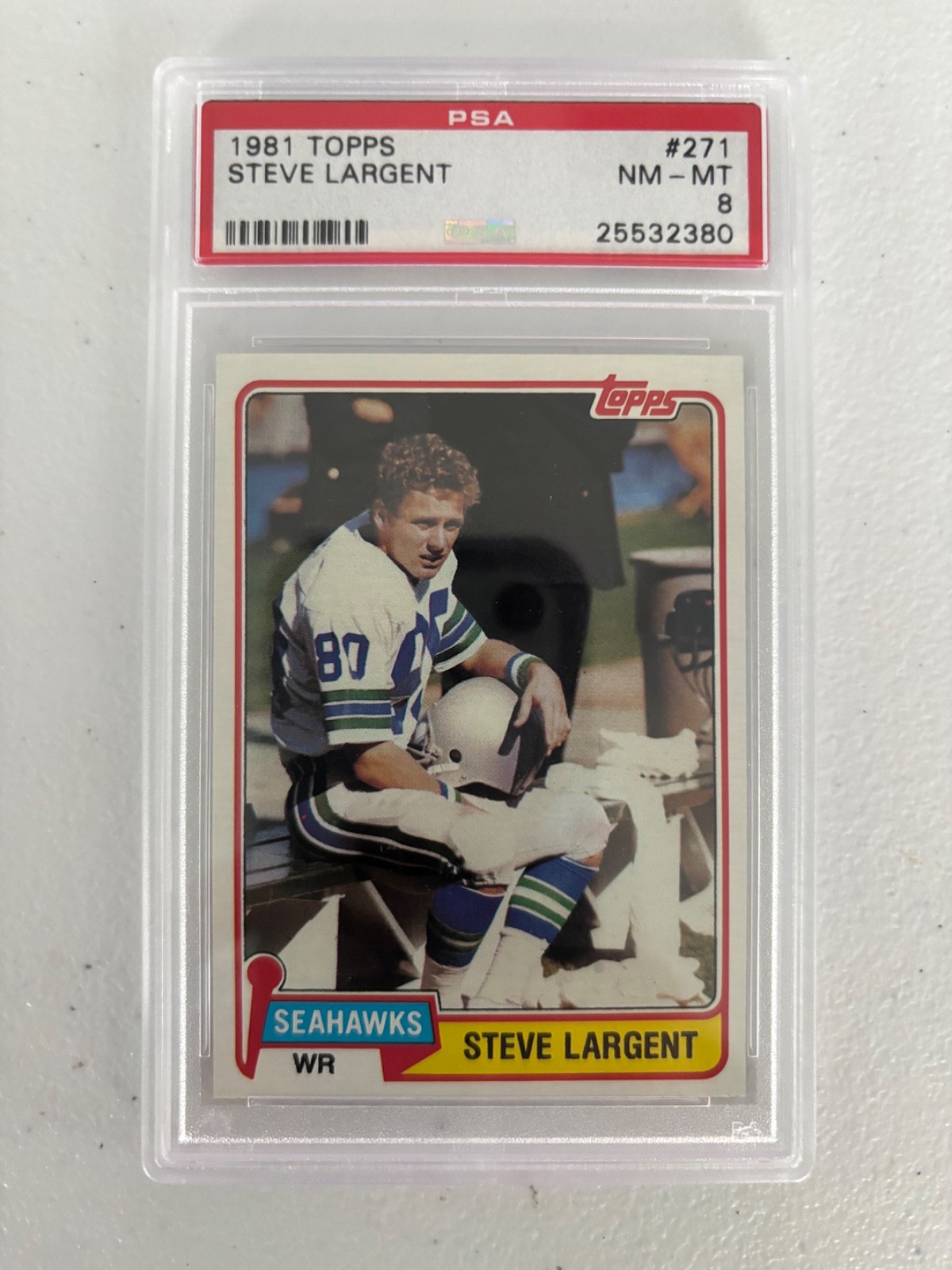 1981 TOPPS FOOTBALL #271 STEVE LARGENT PSA 8 NM-MT