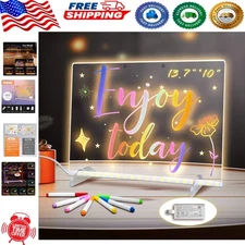 Upgraded Acrylic LED Note Board - Kids' Drawing Board with 7 Markers Included