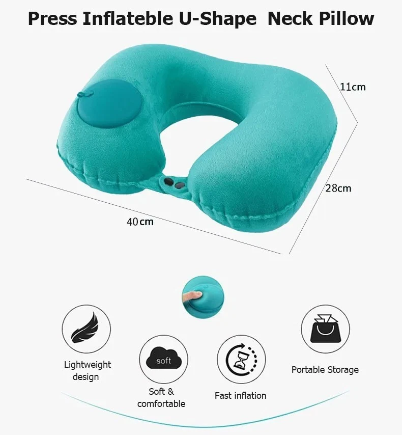 Inflatable U-Shape Travel Neck Pillow Portable Foldable for Outdoor Trips