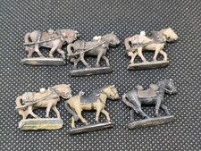 6 Painted Horse With Saddle Metal Miniatures