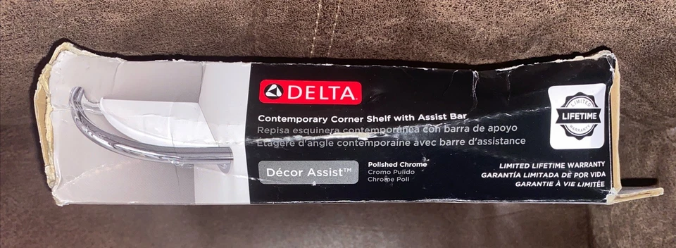 Delta Contemporary Decor Corner Shelf with Assist Bar Polished Chrome 41516 - Image 3 of 4