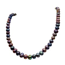 Premium Rainbow Peacock Freshwater Pearl Strand  8x7mm  50 Pearls 
