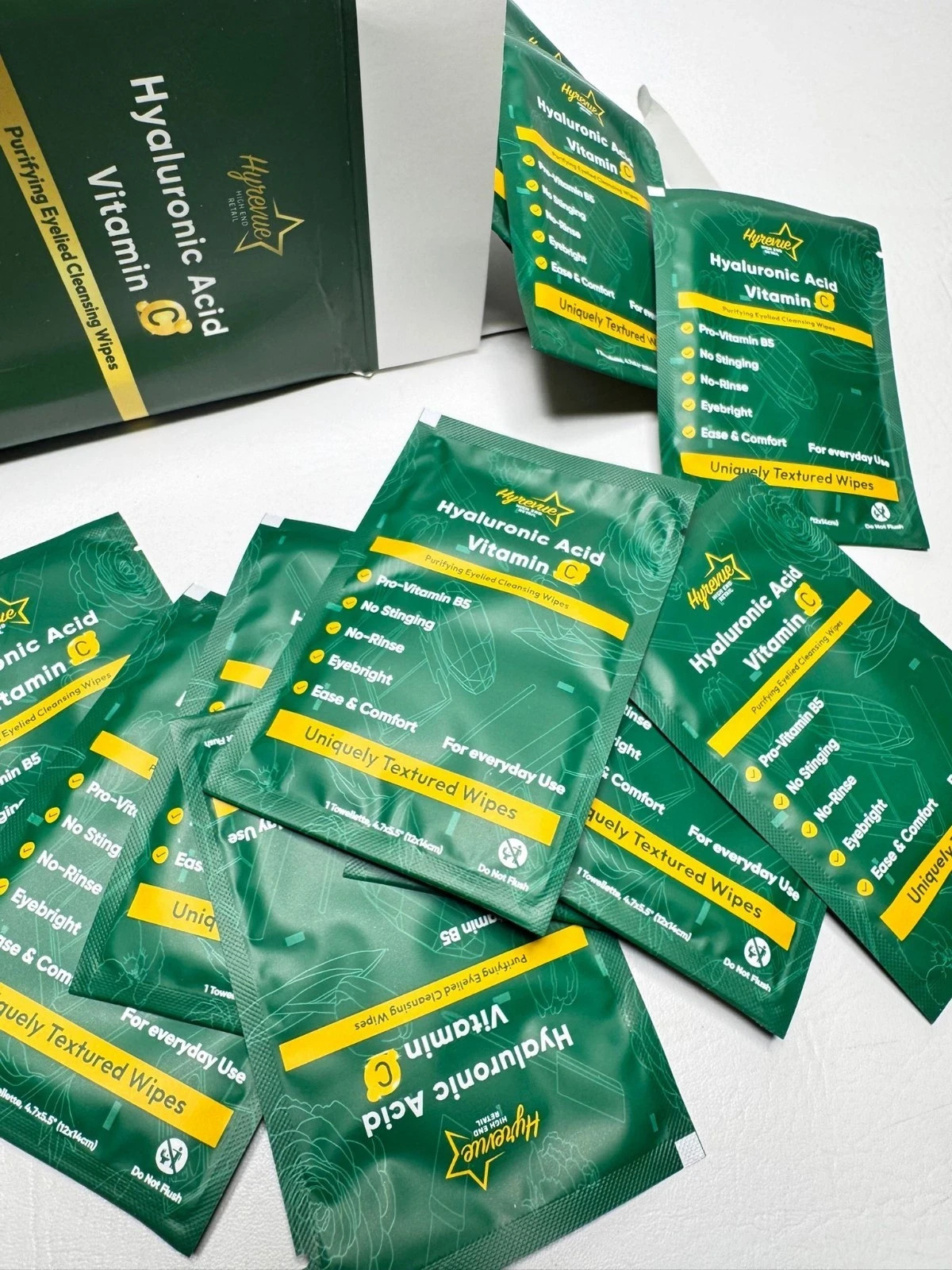 Eyelied Wipes Purified Eyelied Cleansing Wipes with Hyaluronic Acid Vitamin C.