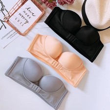 Invisible Push Up Bra Front Buckle Women Underwear Lingerie Strapless Seamless