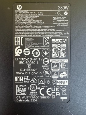 Hp M52953-800 M52952-001 M52947-002 TPN-CA25 280W AC Adapter