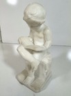 Umberto Stiaccini Marble Sculpture Boy Reading Bonded Italy Figurine Signed — photo 2