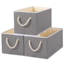 3 PCS Collapsible Storage Bins Large Fabric Baskets Grey 16.53x11.81x10.23 In