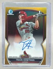 Travis Honeyman 2023 Bowman Chrome Draft #CDA-TH Gold Refractor Auto 1st RC /50
