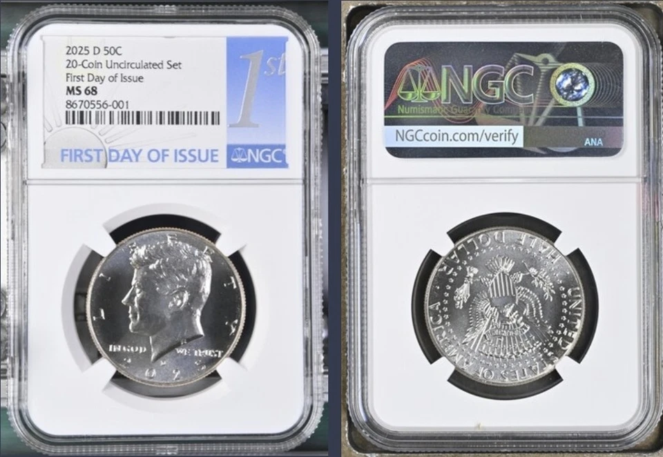 2025 P & D KENNEDY NGC MS68 68 HALF DOLLAR 2 COIN SET, FIRST DAY - 2 Coin Set-% - Image 4 of 4