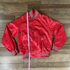 80s VTG Westark USA Red Satin Bomber Jacket Sz L Rolla Horse St James MO 561120