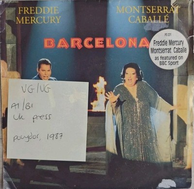 Freddie Mercury & Montserrat Caballé Barcelona Vinyl Record VG/VG PO221 1987