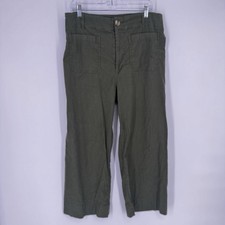 Anthropologie Maeve pants 33 olive green colette high rise wide leg crop office