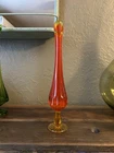 Fenton Glass Amberina Swung Pedestal Vase - 13” Glows!