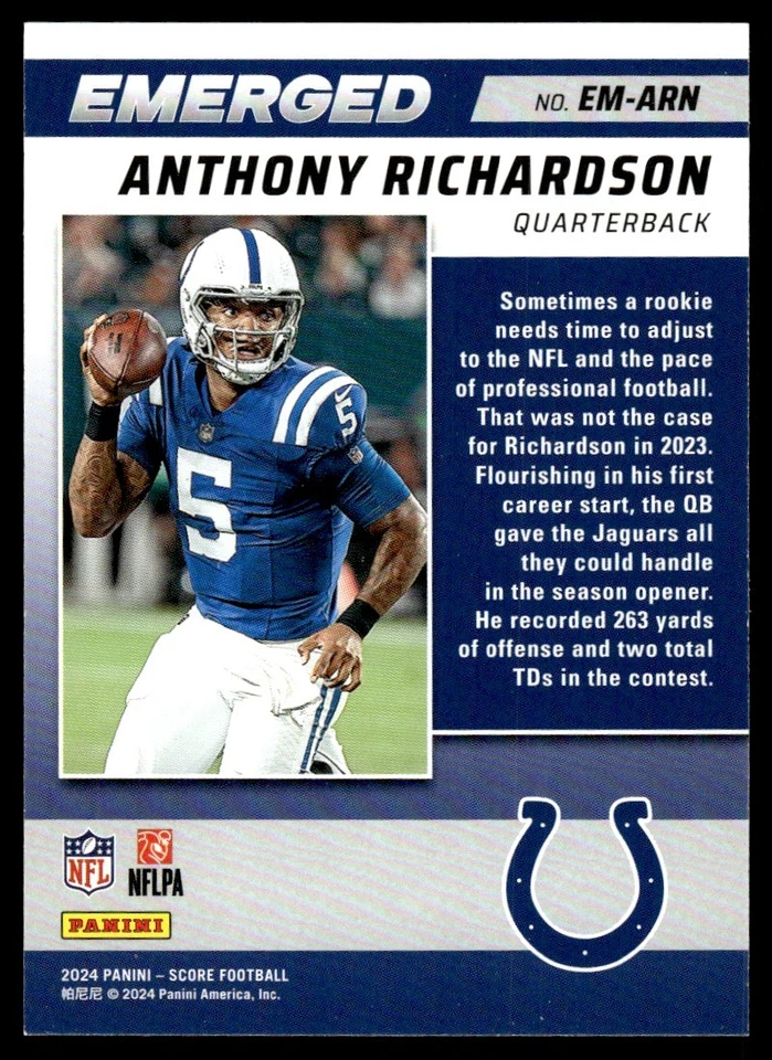 2024 Score Emerged Anthony Richardson #EM-ARN - Image 2 of 2