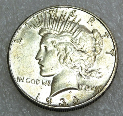 1935-S Peace Silver Dollar AU/BU Frosty Bright Luster in saflip #Z793