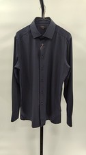 Quince Performance Stretch Wrinkle-Free Slim Dress Shirt Navy Sleeved Top M