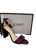 Nine West New AARONITA Suede Sandal Block Heels Women's Size 7.5 Color Purple