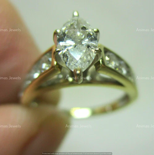 2.25 Ct Marquise Cut Moissanite Vintage Engagement Ring 14K Yellow Gold Plated